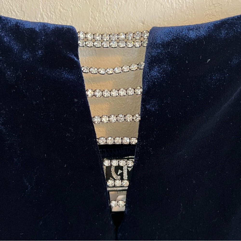 Vintage 90’s Dark Blue Velvet Maxi Dress - Picture 4 of 13